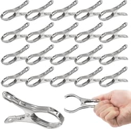 40 stuks - RVS clip - Badhanddoekklem - Handdoekklem - wasknijper - strandhanddoek clip - zware klemmen met grote open - sterke gripklemmen - voor kasplantenafdekkingen , tuinschaduwdoeken , strandlakens , wasknijpers , quilts - 9 cm - zilver — thumbnail 1