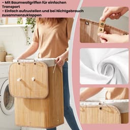 Wasmand - Met Deksel - 72 L - Bamboe – Natuurlijk Design — thumbnail 5
