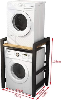 Opbergrek Wasmachine - Huishoudelijk rek - Ruimte Besparen - Sterk Koolstofstaal - 75 x 65 x 105 cm - Zwart — thumbnail 4