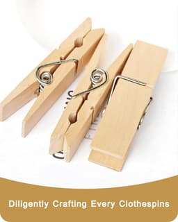 Grote Houten Wasknijpers - Kledingclips WaslijnHouders - Kleding Ophangen - Stevige Grote Grip - 72 cm - Natuurlijk Hout — thumbnail 5