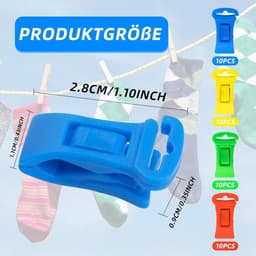 Pack van 40 Multicolour Plastic Sok Clips met Haakjes - Kleine Antislip Sok Clips voor Droger en Hangende Sokken - Schattige Sok Clips en Wasknijpers voor Waslijn — thumbnail 4