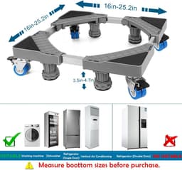 Wasmachine Verhoger op Wielen – Verstelbaar Onderstel – Anti-Trilling – 300 kg – 41,5-65 cm — thumbnail 3