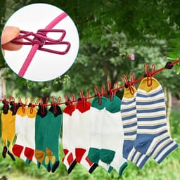 Stretch Waslijnen - Reis Waslijn - Kleding Drogen - Met 12 Clips - 180 cm - Zwart — thumbnail 2