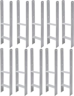 Paalanker - Grondanker H-anker - Houtconstructie Bouwen - Stabiele Verbinding - 10 stuks 600mm - Zwart — thumbnail 1