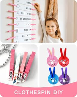 Wasknijpers - Kledingknijpers Clips - Feestdecoratie Ambachten - Sterke Grip Berkenhout - 50 stuks - Baby Roze — thumbnail 5