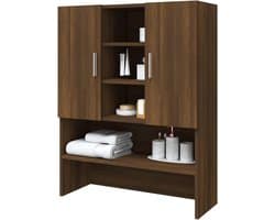 Homgoday Wasmachinemeubel, 70,5 x 25,5 x 90 cm, spaanplaat, badkamerhouder met 9 vakken, boven het rek van de wasmachine