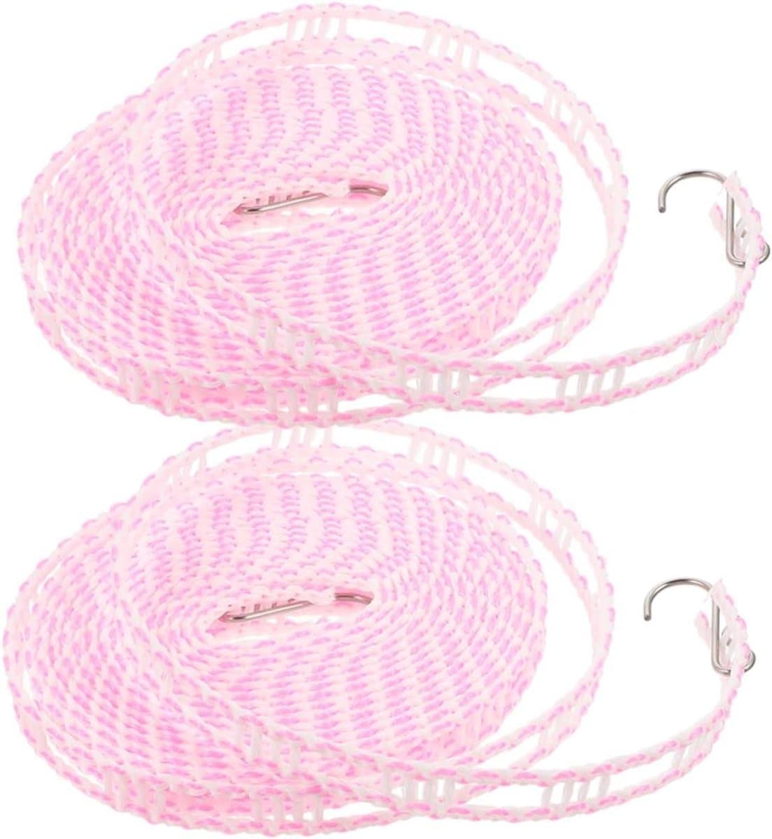 Kledinglijn Set - Waslijn Buiten - Kleding Drogen - Niet-Glijdend Ontwerp - 2x 8 Meter - Roze — afbeelding 1