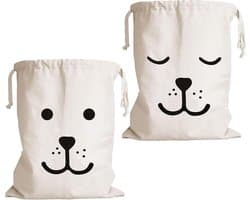 Canvas Waszakken met Trekkoord - 2 Stuks, 60x48cm, Grote Capaciteit, Wasbaar, Ideaal voor Kleding en Linnen