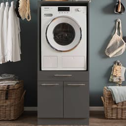 Wasmachinekast Laundreezy | 68 X 68 X 162 Cm | Antraciet - Emob - Wasmachine Ombouw - Zwart - MDF — thumbnail 1