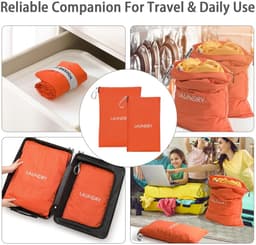Dailygoody - Waterdichte Reiswaszak - Opvouwbare Vuile Waszak - 2 Stuks - Oranje - Wasopbergtas - Voor Thuis en Reizen - 2 Maten — thumbnail 2
