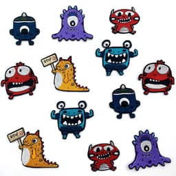Dailygoods- Strijkpatches 12 Stuks - Grappige Monsterstijl - Opstrijkbare Patches - Kleding Versiering - Defecte Kleding Fixeren - Stijlvolle Borduurstickers - Borduurpatches — thumbnail 1