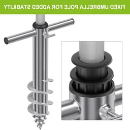 Parasol grondanker voor patio, schroef in de grond houder, 42 cm aardspike basis voor parasol met 3-5 cm paal, ideaal voor strand en tuin. — thumbnail 3