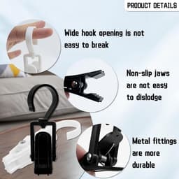 Sterke Clips - Wasknijpers Hanger - Kleding Ophangen - 360 Graden Draaibaar - 10.4 cm Lengte - Zwart Wit — thumbnail 3