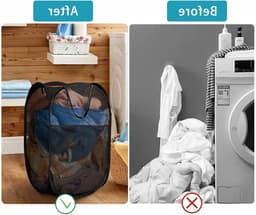 Duurzame Vouwbare Wasmanden van Mesh met Handige Pocket - Grote Wasmand voor Badkamer, Studentenhuis en Reizen — thumbnail 2