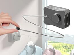 WiseGoods Premium Uittrekbare Waslijn Binnen & Buiten - Droogrek - 5M RVS Draad - Muurbevestiging - Voor Balkon & Tuin - Zwart — thumbnail 2