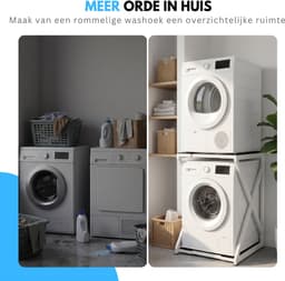 Livista Wasmachine Verhoger - Wasmachine Stapelrek - Universeel Wasmachine en Droger Verhoger - Wasmachine Ombouw - Wasmachinerek - Wasmachine Sokkel - Metaal Wit - Anti Vibratie - Robuust - Stevig - Stabiel — thumbnail 4