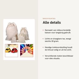 Dailygoods- Waszak Grote Capaciteit - Katoenen Waszakken - Waszak met Trekkoord - Eco-vriendelijk - 30 x 40 cm - Beschermt tegen Geur - Opbergtas — thumbnail 2
