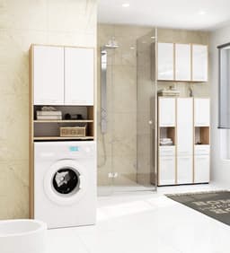 AKORD Washing machine, 64 x 180 x 30 cm, 30 kg, washing machine cabinet with shelf, 2 doors, 2 storage compartments — thumbnail 3