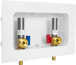 Wasmachine Outlet Box - Wateraansluiting - Aansluiten Water - Inclusief Waterstop - 10 x 6.5 Inch - Wit — thumbnail 1