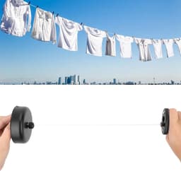 Uittrekbare Waslijn - Drooglijn Balkon - Kleding Drogen - Ruimtebesparend Ontwerp - 92 cm - Zwart — thumbnail 2