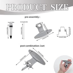 Deurklink Wasmachine - Handgreep Deur - Wasmachine Reparatie - Complete Set - 5 x 3 x 2 cm - Grijs — thumbnail 2