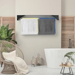 Inklapbaar Wanddroogrek - Ruimtebesparend Droogrek voor Wasgoed - Aluminium Zwart (100 x 50 cm) — thumbnail 5