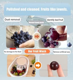 Fruit Reiniger - Groente Wasmachine - Hygiënisch Eten - Grote Capaciteit Kom - 34x29x18 cm - Roze — thumbnail 4