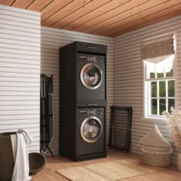Wasophoogte® Wasmachine Kast Berlin - Wasmachine verhoger - Wasmachine ombouw - 700(D)*665(B)*2110(H) mm - Zwart — thumbnail 2