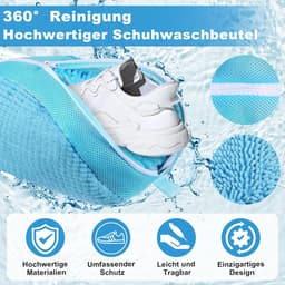 Waszak voor Schoenen met Ritssluiting - Anti-vervorming - Licht en Draagbaar - Herbruikbaar - Wasmachine - Sneakers - Blauw - 39 x 25 x 9 cm — thumbnail 4
