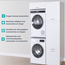 Washcab® Wasmachine Kast - Droger Verhoger - Wasmachine Ombouw - Droger op wasmachine Wit - Stack Set 1 — thumbnail 3