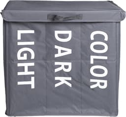 Shine XL Wasmand met 3 Vakken voor Lichte, Donkere en Gekleurde Was - Met Draaggrepen en 4 Wielen - Duurzaam - Inhoud 120 Liter - Grijs — thumbnail 1