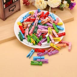 Pack van 200 Houten Klemmen - Kleine Kleurrijke Mini Kleding Klemmen - Houten Klemmen voor Foto's en Foto Wand — thumbnail 4