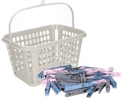 Plasticforte Wasknijpers mandje - 25 x 20 x 13 cm - lichtgrijs - kunststof