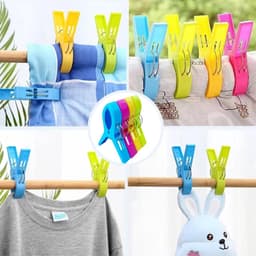 TOVBMUP Clips - Kleurrijk - Strandlakenclips - Plastic clips - Kledingclips - Voor kleding, handdoeken, badhanddoeken, dekens - Verpakking van 8 — thumbnail 2