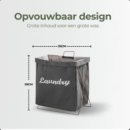 Wasmand - Katoen - Grijs - Opvouwbare Wasmand - Inklapbare Wasmand - Wasmand Met Hengsel - Wasmand Op Poten — thumbnail 2