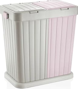 Sumpas Wasmand - 2 vakken - Met Touch Deksel - 80 Liter - Roze-Creme - 100% Gerecycled Plastic — thumbnail 1