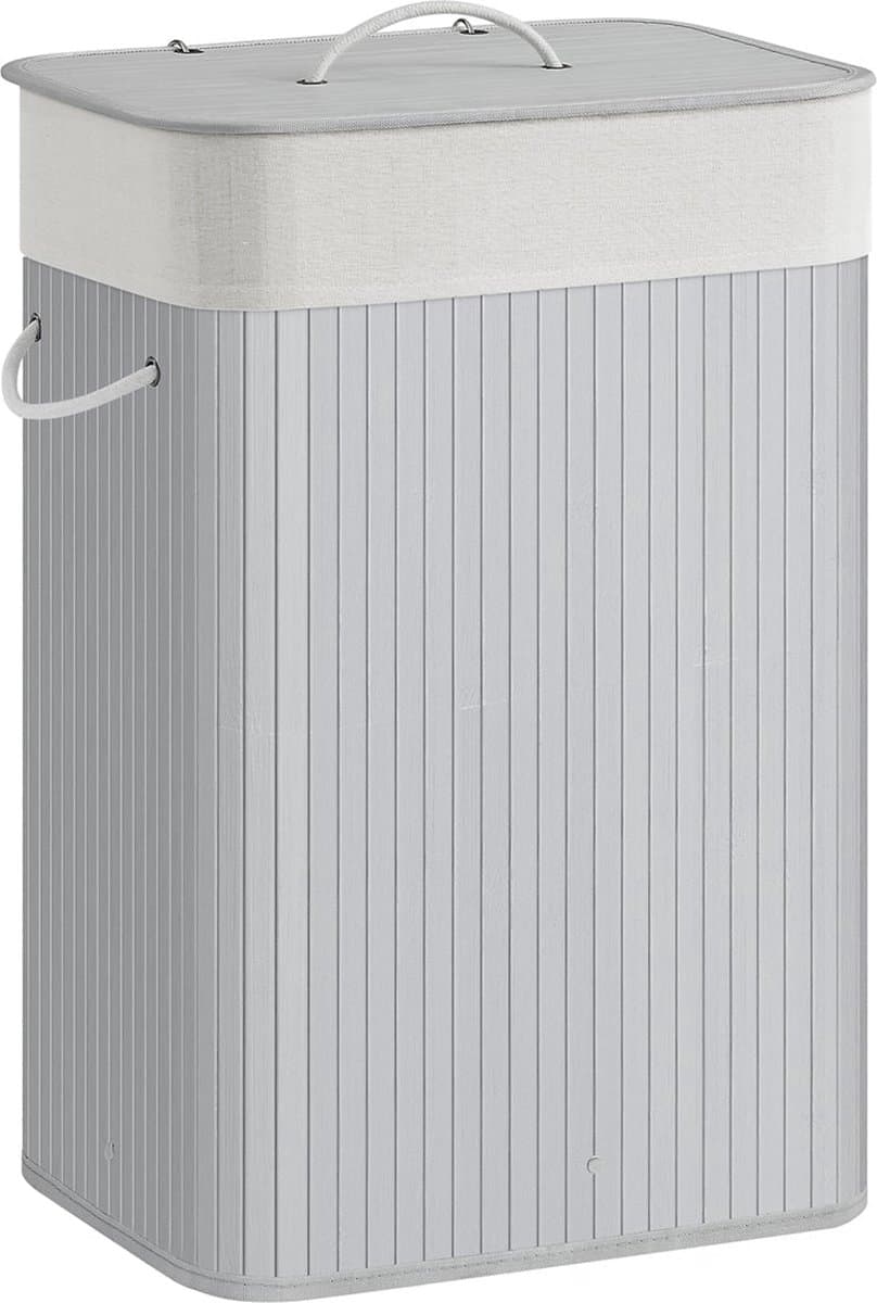 Bamboe Wasmand 72 Liter - met Deksel - Grijs — afbeelding 1