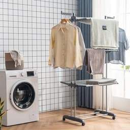 wasdroogrek met grote capaciteit opgewaardeerde versie, droogrek kleding, waslijn roestvrij staal, vouwen binnen en buiten — thumbnail 3