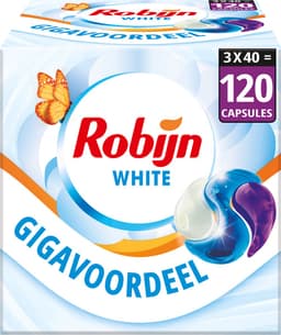 Robijn Wasmiddel - 3-in-1 Wascapsules - Stralend Wit - 3 x 40 stuks - 120 Wasbeurten - Voordeelverpakking — thumbnail 1