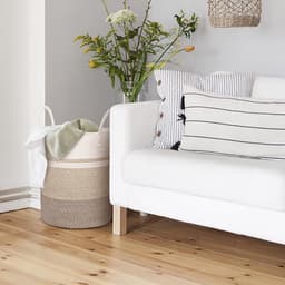 Hoge wasmand, grote wasmand van gevlochten touw met handgrepen, 50 cm x 38 cm, dekenmand, speelgoedmanden, wasmanden, ideaal voor woonkamer, kinderkamer en slaapkamer — thumbnail 5