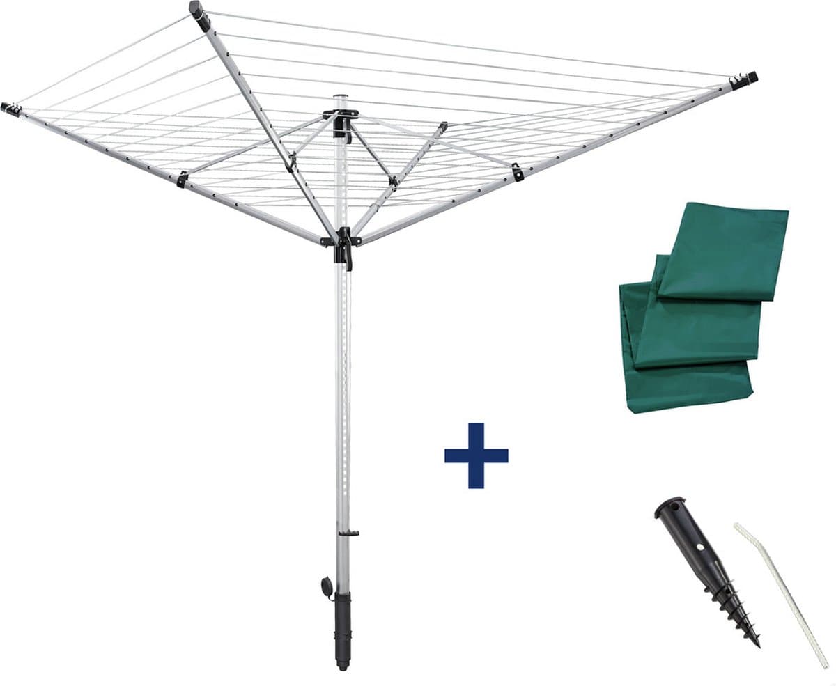 Leifheit droogmolen Lino Lift 600 quick start (evo) - incl. beschermhoes - incl. grondplug - in hoogte verstelbaar - 60 m drooglengte - 6 wasmachineladingen — afbeelding 1