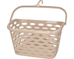 Plasticforte Wasknijpers ophang mandje aan haak - 26 x 15 x 21 cm - beige - kunststof — afbeelding 1