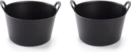 Plasticforte flexibele emmer / kuip - 2x stuks - zwart - kunststof - rond - 15 liter - 24 x 24 x 15 cm - wasmanden - tuinafval - speelgoed — thumbnail 1