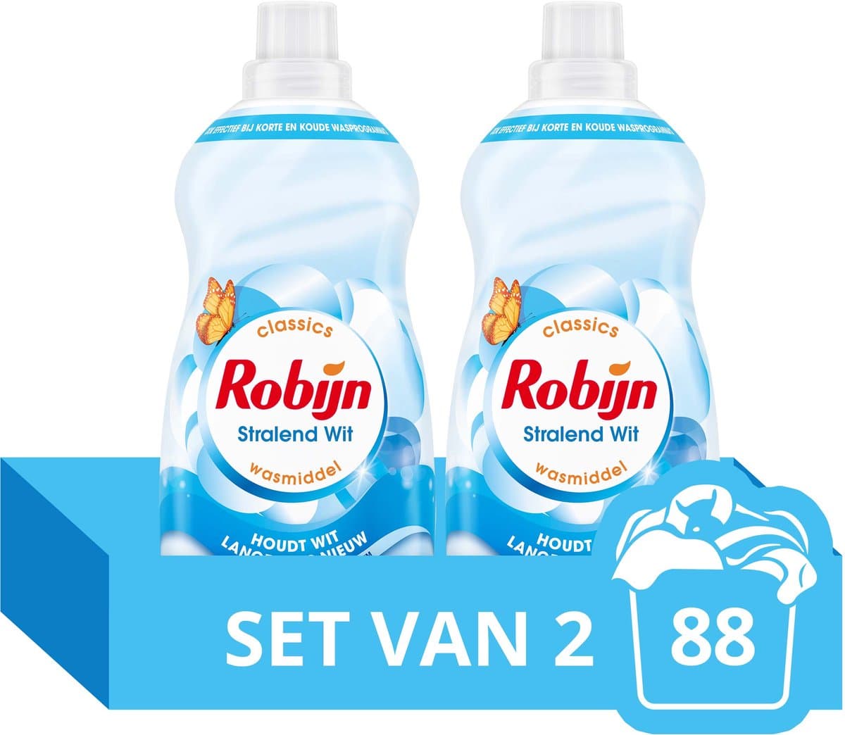 Robijn - Vloeibaar Wasmiddel - Klein & Krachtig - Stralend Wit - Voordeelverpakking - 2 flessen - 88 Wasbeurten — afbeelding 1