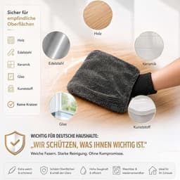 Washandschoen - Schoonmaakhandschoen voor auto, keuken en badkamer - Streeploos schoonmaken voor lak, glas en tegels - Zacht, absorberend, wasbaar en herbruikbaar — thumbnail 4