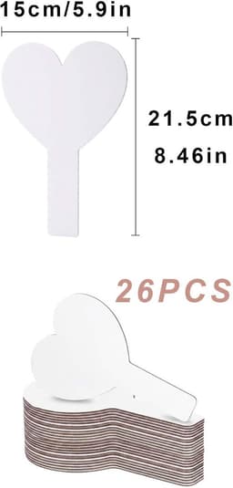 26 stuks kleine droog afwisbare borden, klein handheld, droog afwisbare antwoordpeddel, kleine whiteboards, droog afwisbare borden, voor studenten, klaslokaal, spelletjes (hartvorm) — thumbnail 5