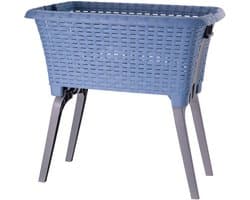 Wasmand op poten blauw 38 liter 39 x 59 x 29 cm kunststof