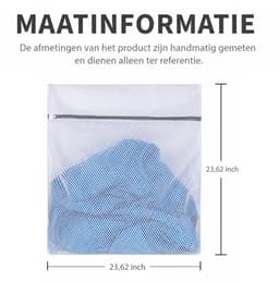 Kaiyaya - Waszakken set (2 stuks) - Beschermt wasgoed en wasmachine - Honingraat grof mesh - Met rits en beschermband - Voor wasmachine, lingerie, sokken - Wit, extra groot 60x60 cm — thumbnail 3