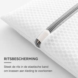 Kaiyaya - Waszakken set (2 stuks) - Beschermt wasgoed en wasmachine - Honingraat grof mesh - Met rits en beschermband - Voor wasmachine, lingerie, sokken - Wit, extra groot 60x60 cm — thumbnail 4