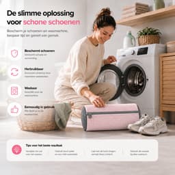 BOTC Waszak schoenen - 2 stuks - Herbruikbaar - Wasmachine&Droger - voor Sneakers en Tennisschoenen - Lichtroze en Donkergrijs — thumbnail 4